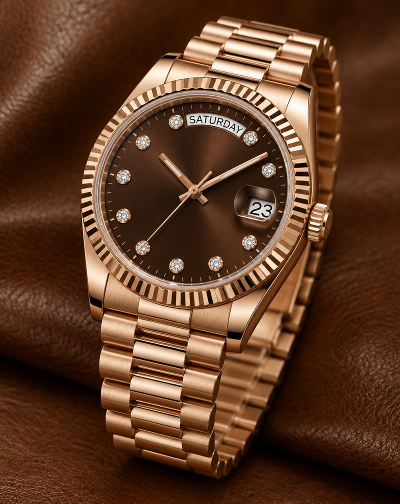 Rolex Day-Date 36 Réf. 128235 – Actuelle, Cadran Chocolat Diamants