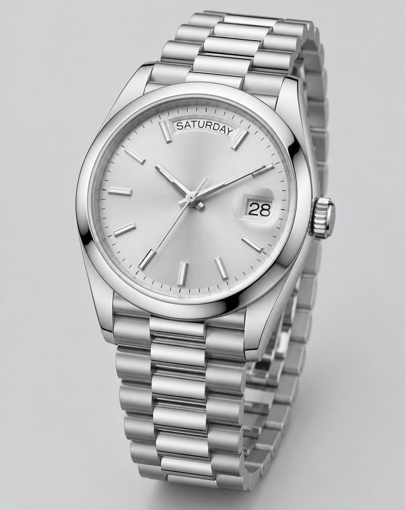 Rolex Day-Date 36 Réf. 18026 – Platine, Lunette Lisse, Cadran Argent