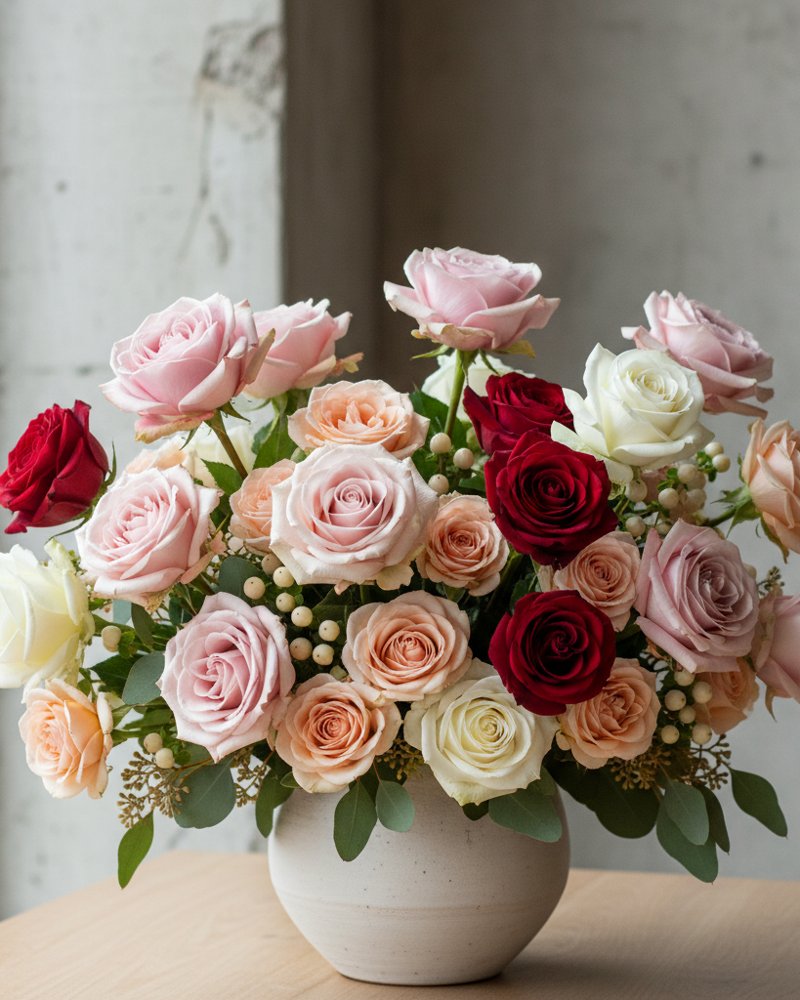 Création florale sur mesure de roses fraîches, composée à la main selon les souhaits du client